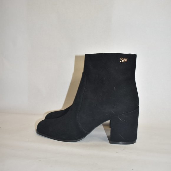 STUART WEITZMAN QUINN ANKLE BOOTIE SUEDE BLOCK GOLD LOGO SW 9 (P14) - Picture 6 of 10